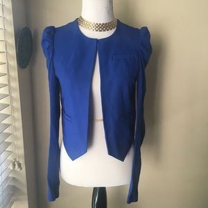 Royal blue blazer jacket with shoulder design